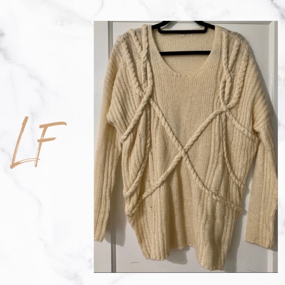 LF Store Oversized Cream Sweater size S/M